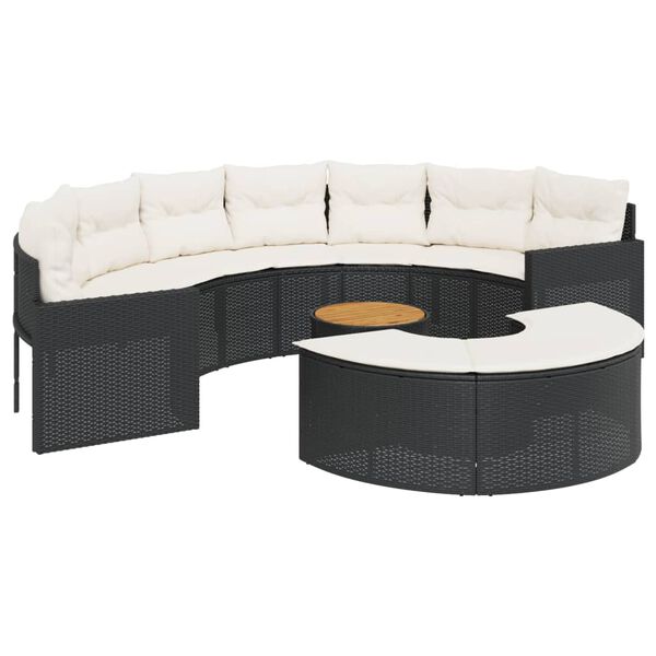 vidaXL Patio Sofa Set Black PE Rattan Large Removable Covers