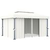 vidaXL Gazebo with Curtain 13.1'x9.8' Cream White Aluminum