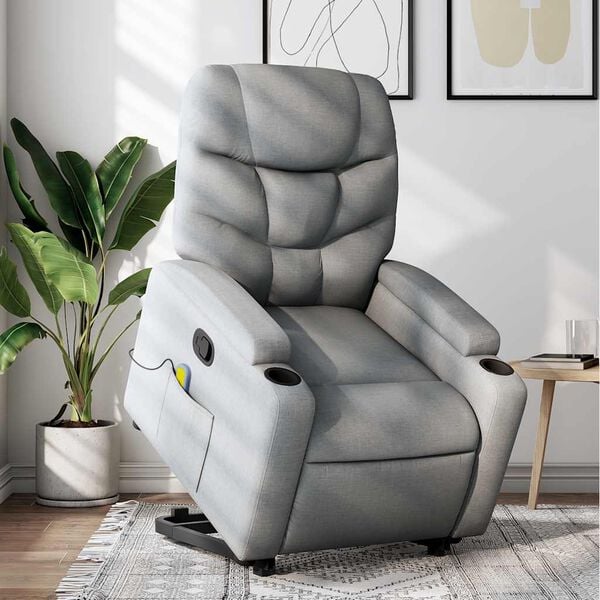 vidaXL Stand Up Massage Recliner Chair Light grey