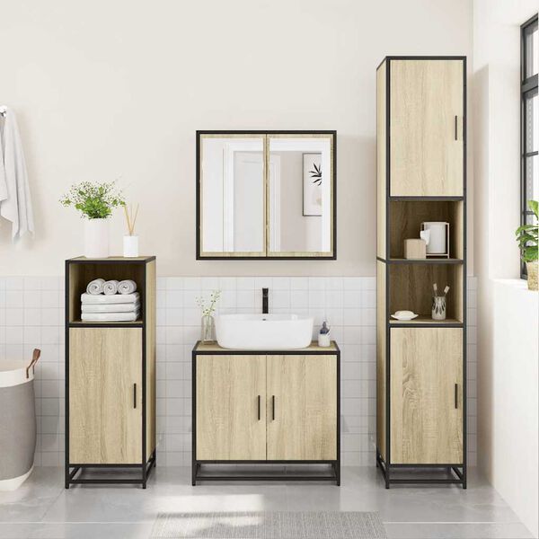 vidaXL Bathroom Mirror Cabinet Sonoma Oak Engineered Wood Medium