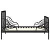 vidaXL Extendable Bed Frame Black Powder-coated metal Twin Extendable