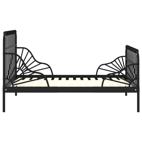 vidaXL Extendable Bed Frame Black Powder-coated metal Twin Extendable