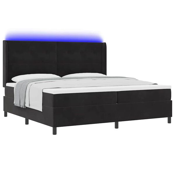 vidaXL Box Spring Bed with Headboard Black 78.74 x 78.74 in Velvet