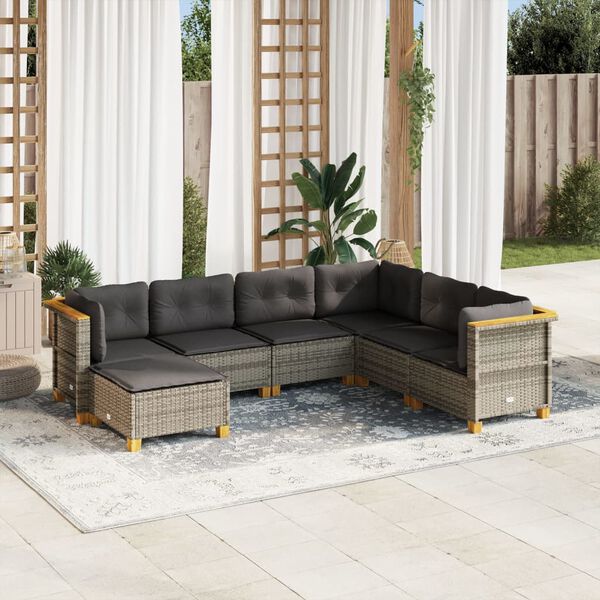 vidaXL Garden Sofa Set Grey PE rattan Large Modular Garden Sofa Set