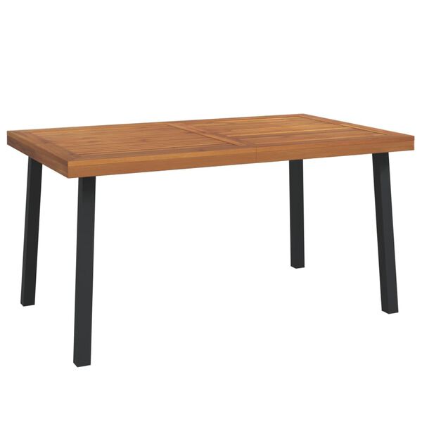 vidaXL Garden Table Natural wood Solid acacia wood and powder-coated metal