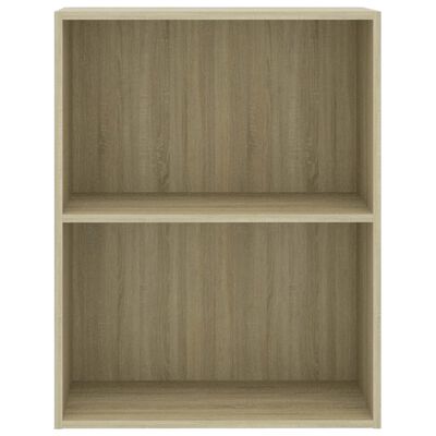 vidaXL 2-Tier Book Cabinet Sonoma Oak 23.6"x11.8"x30.1" Chipboard