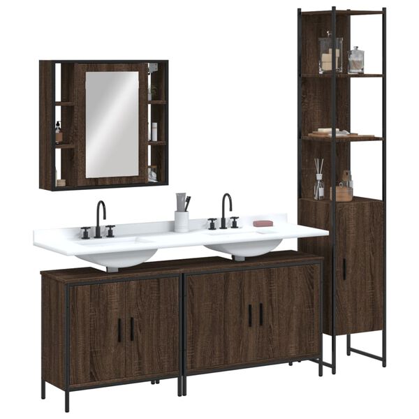 vidaXL Bathroom Cabinet Set Brown Oak