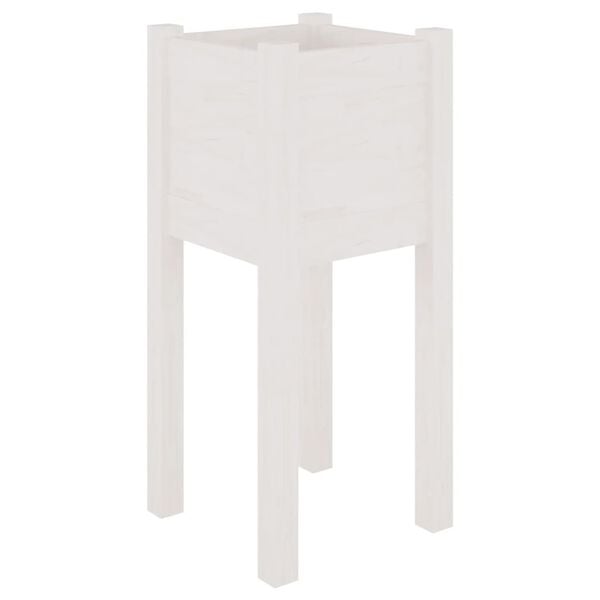 vidaXL Planter White Solid pinewood 12x12x27.6 in Durable Planter