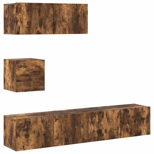 vidaXL TV Cabinet Set Set of 4 Smoked oak Engineered wood Medium