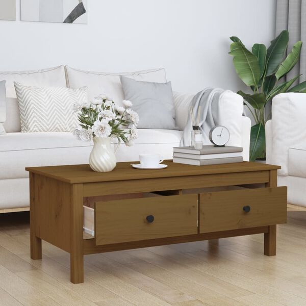 vidaXL Coffee Table Honey brown Solid pine wood Medium Coffee Table