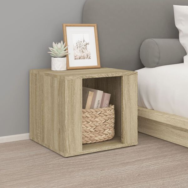 vidaXL Bedside Table Sonoma Oak Engineered Wood Compact Bedside Table