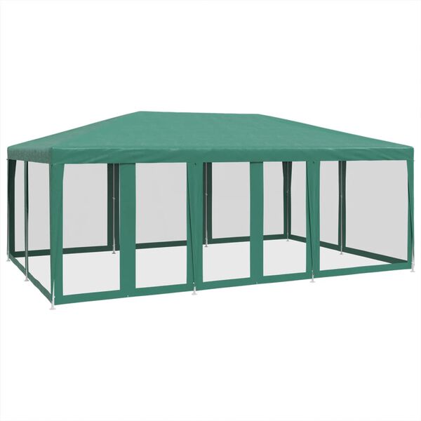 vidaXL Party Tent with 10 Mesh Sidewalls Green 19.7x13.1' HDPE