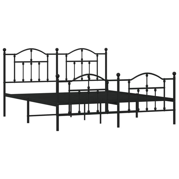 vidaXL Bed Frame Black Powder-Coated Steel Full Bed Frame Rectangular