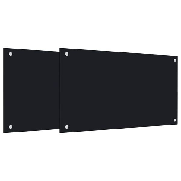 vidaXL Kitchen Backsplashes 2 pcs Black 27.6"x23.6" Tempered Glass