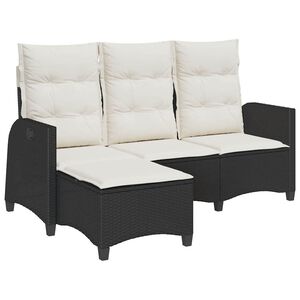 vidaXL Reclining Garden Sofa Black PE Rattan