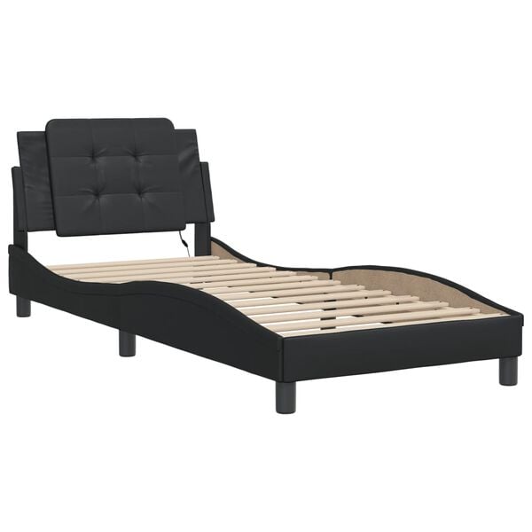 vidaXL Bed Frame with LED without Mattress "Zadar" Black 39.4"x74.8"