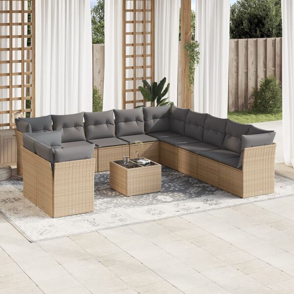 vidaXL Garden Sofa Set Beige, Light Grey