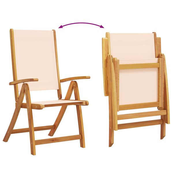 vidaXL Folding Garden Chair Set of 6 Cream Solid Acacia wood, Textilene