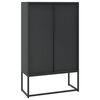 vidaXL Highboard Black Steel Medium Highboard Cabinet Rectangular