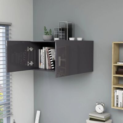 vidaXL Wall Mounted Cabinet High Gloss Gray 31.5"x15.4"x15.7" Chipboard