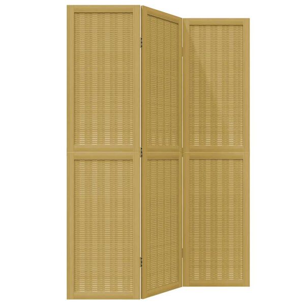vidaXL Room Divider 3 Panels Brown Solid Wood Paulownia