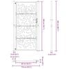 vidaXL Garden Gate Black 39.4x78.7" Steel Flame  Design