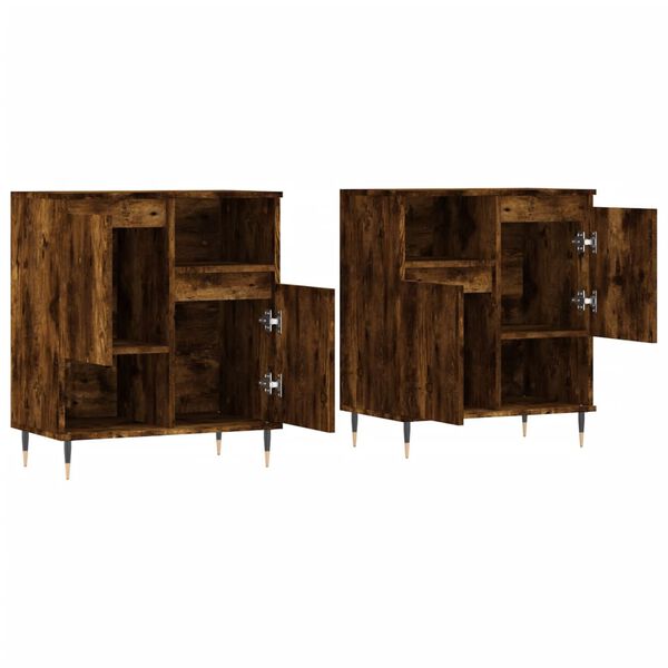 vidaXL Sideboard Set of 2 Smoked Oak Engineered wood, Metal 47.2 in