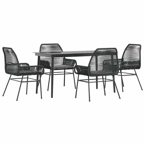 vidaXL Garden Dining Set Black, Dark Grey