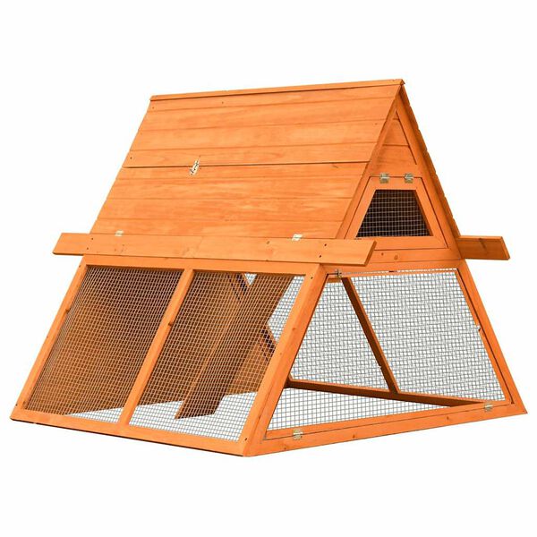 vidaXL Rabbit Hutch Brown Solid Pine Wood 60.0 x 50.4 x 42.5 in