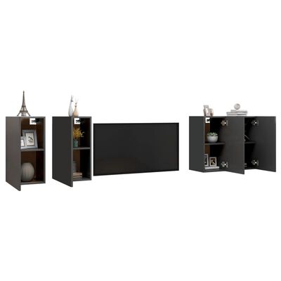 vidaXL TV Cabinets 4 pcs Gray 12"x11.8"x24" Chipboard