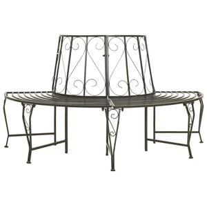 vidaXL Tree Bench Silver grey Steel Half-round Seats Many Tree Bench