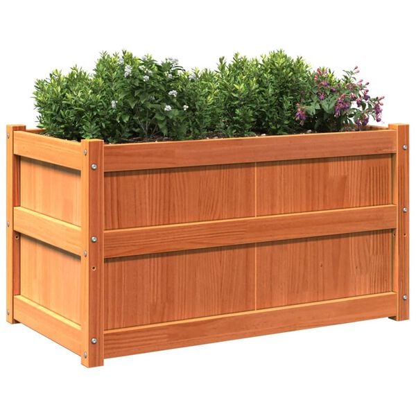 vidaXL Garden Planter Set of 2 Wax brown Solid pine wood