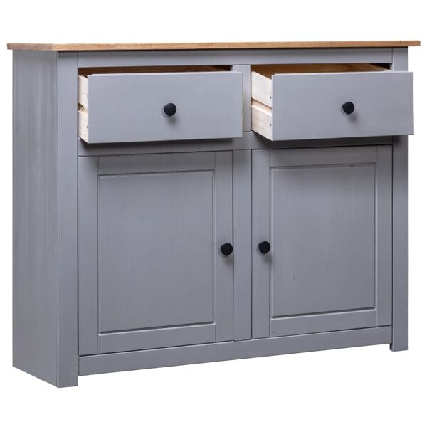 vidaXL Sideboard Grey and natural wood Solid pine wood Large
