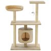 vidaXL Cat Tree Beige Engineered wood, sisal rope, plush fabric Medium
