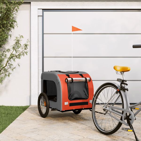 vidaXL Pet Bike Trailer Orange Oxford fabric Small Durable