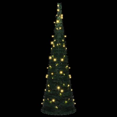 vidaXL Pop-up String Artificial Pre-lit Christmas Tree Green 5 ft