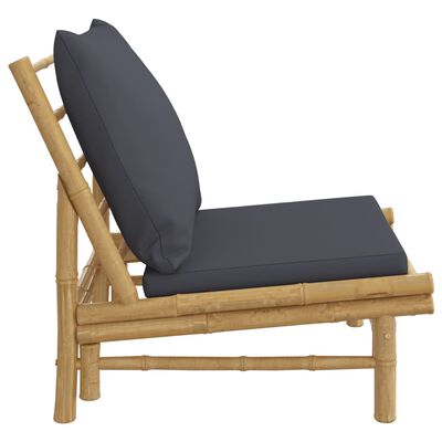 vidaXL Patio Chairs 2 pcs with Dark Gray Cushions Bamboo