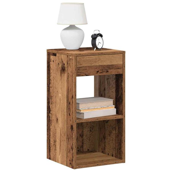 vidaXL Bedside Cabinet Set of 2 Old Wood Engineered Wood Standard