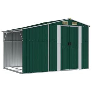 vidaXL Garden Shed Green Galvanized Steel Large Garden Shed