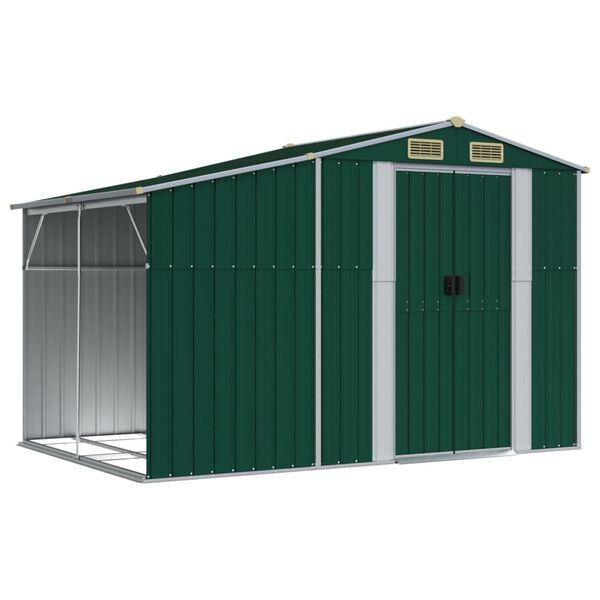 vidaXL Garden Shed Green Galvanized Steel Large Garden Shed