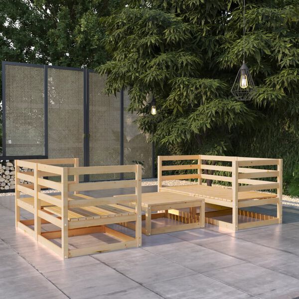 vidaXL Garden Lounge Set Brown Solid pinewood Modular Rustic Durable