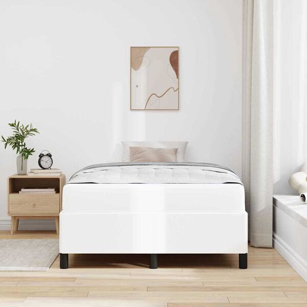 vidaXL Bed Frame with Mattress White 47.24 x 78.74 in Fabric