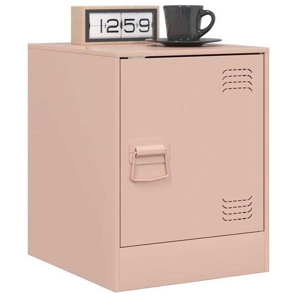 vidaXL Bedside Cabinet Set of 2 Pink Cold-rolled steel Small
