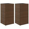 vidaXL Garden Planter Set of 2 Brown Powder-coated steel, PE rattan