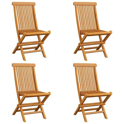 vidaXL Patio Chairs with Green Cushions 4 pcs Solid Teak Wood