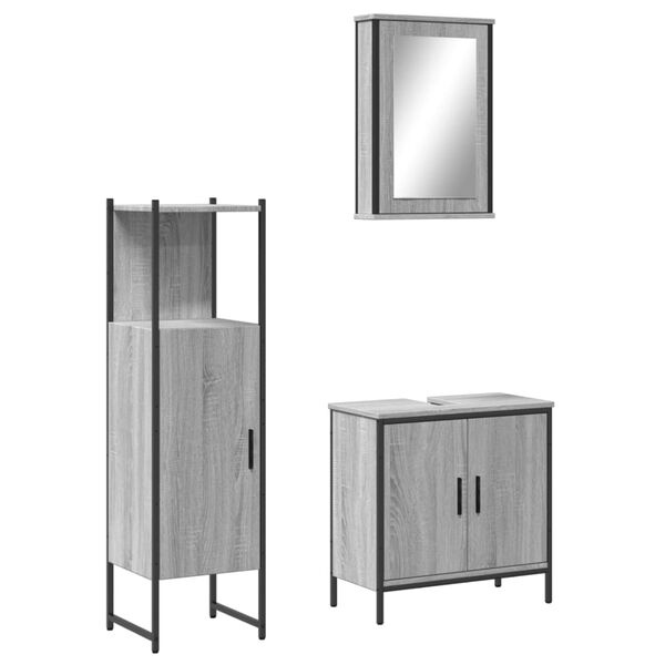 vidaXL Bathroom Furniture Set Gray sonoma