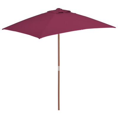 vidaXL Outdoor Parasol with Wooden Pole 59.1"x78.7" Bordeaux Red