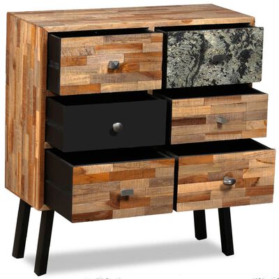 vidaXL Side Cabinet with 6 Drawers Solid Reclaimed Teak 27.6"x11.8"x29.9"