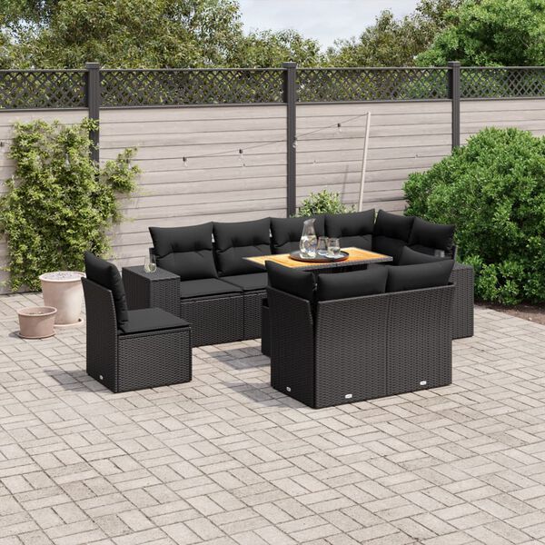 vidaXL Garden Sofa Set Black