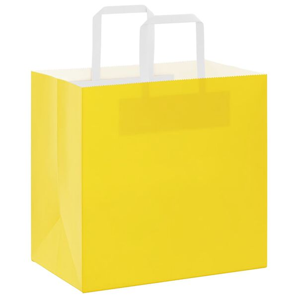 vidaXL Paper Bags 50 pcs with Handles Yellow 10.2x6.7x9.8"